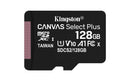 kingston 128gb micsdxc canvas select plus 100r a1 c10 card + adp