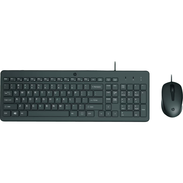 hp 150 wired mouse and keyboard combo set english - black