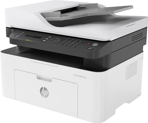 hp mono laserjet  mfp 137fnw print, copy, scan and fax. control pan…