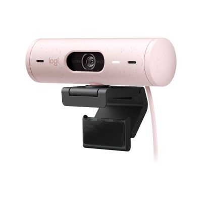 logitech brio 500 full hd 1080p webcam with light correction rose