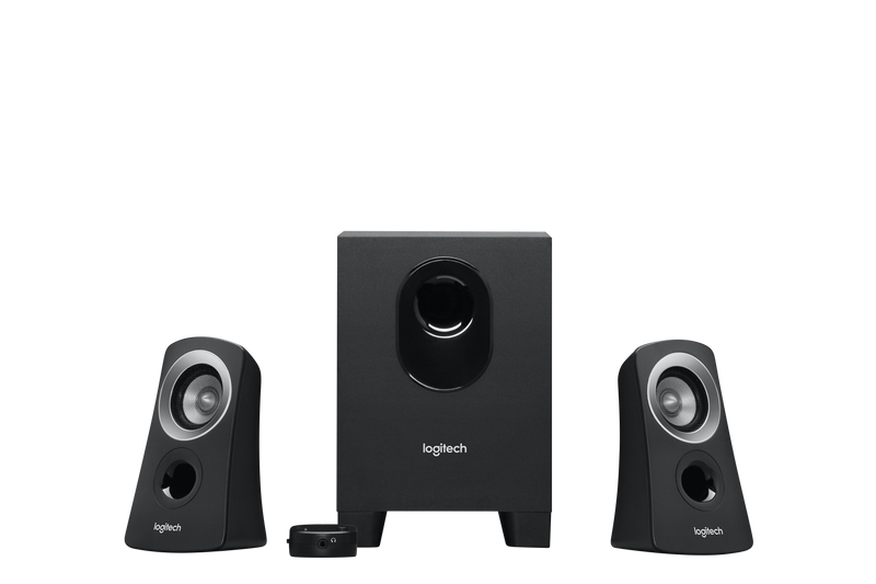 logitech 2.1 system with 25w rms power and compact down-firing subw…