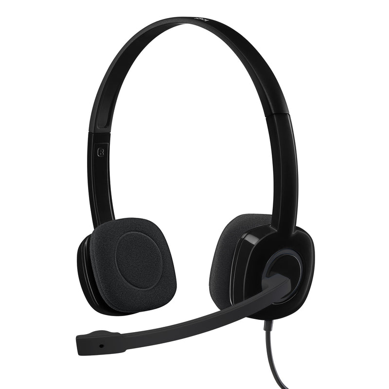 logitech h151 wired stereo headset 3.5mm - black