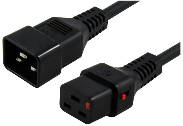 2m c19 f to c20 m lockable power cable red